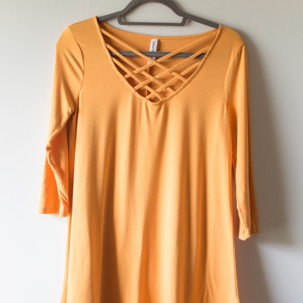 Zenana Boutique Shirt / Top 3/4 sleeve mustard